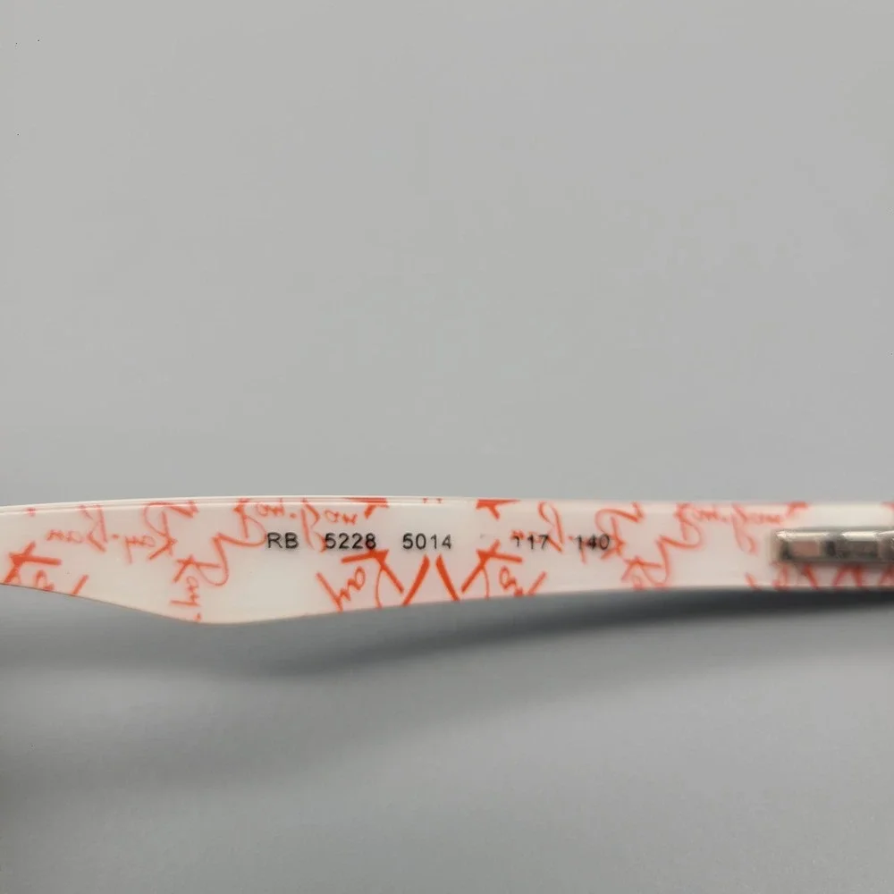 Ray-Ban RB 5228 5014 Black Red Logo  Rectangular Eyeglass Frames 50-17-140